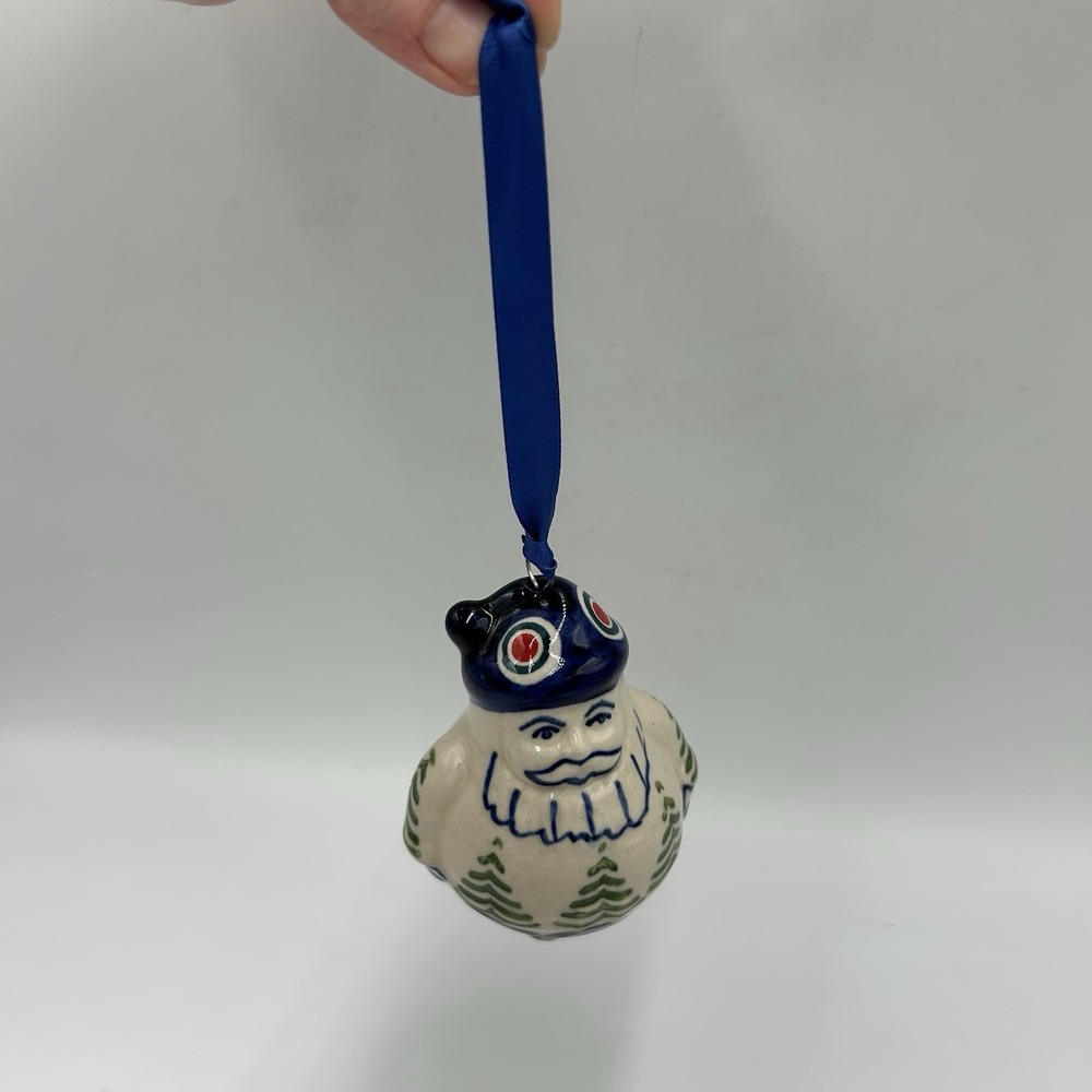 BOLESLAWIEC POLISH POTTERY ORNAMENT CHRISTMAS SANTA TREES